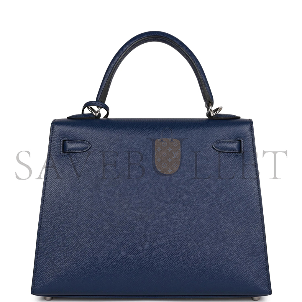 HERMÈS MASTER KELLY SELLIER 28 BLEU SAPHIR EPSOM PALLADIUM HARDWARE (28*22*10cm) 